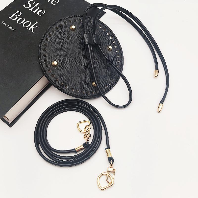 3-Piece DIY Handmade Woven Bucket Bag Set: PU Material Bottom Plate, Drawstring, and Shoulder Strap Accessories