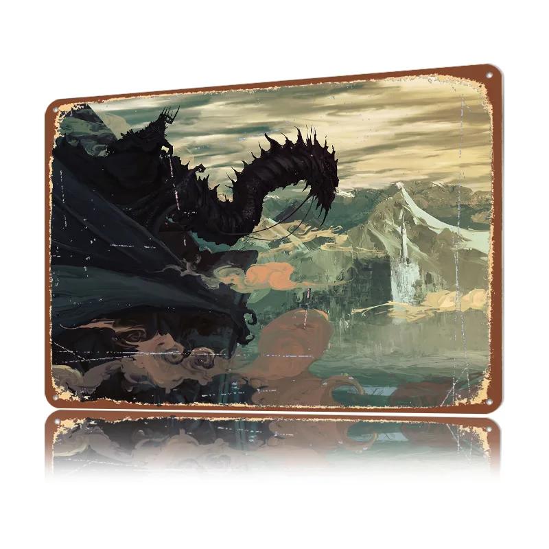 Dark Rider  Poster Retro D Printed Metal Signs Customized Wall Hanging Gift for Interior Decoration Living Room Accessories