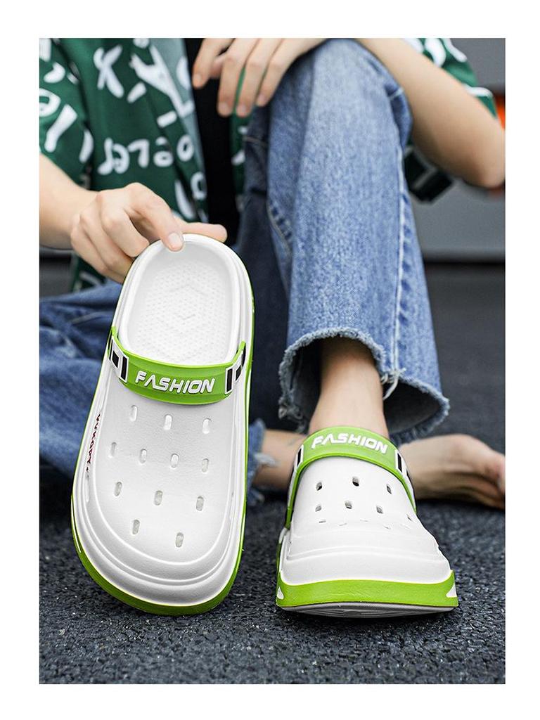 סנדלי אי.וי.איי קיציים נושמים לגברים: נעלי חוף קלות משקל, סוליה רכה, בוהן סגורה, לשימוש כפול