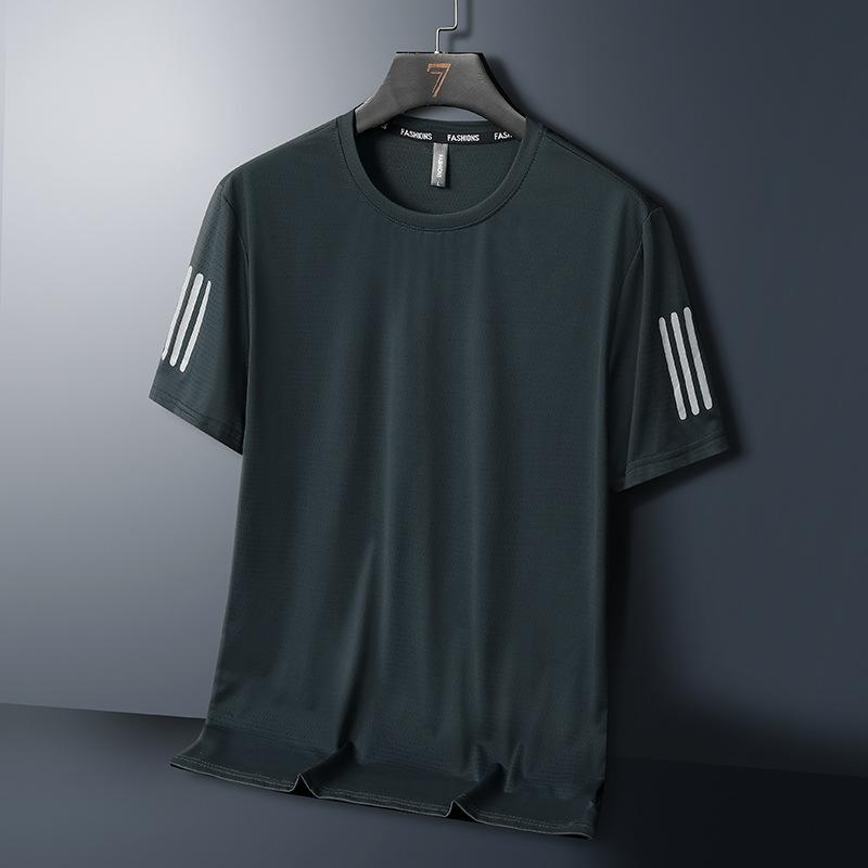 Men's Summer T-Shirt Solid Color Sports Round Neck Short-Sleeve Shirt Comfortable Casual Breathable Quick-Dry Tee