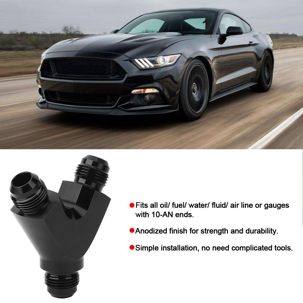 Aluminum Alloy 3Way Fitting Adapter Y Type AN10 10AN Male to 2X AN10 10AN Male Black