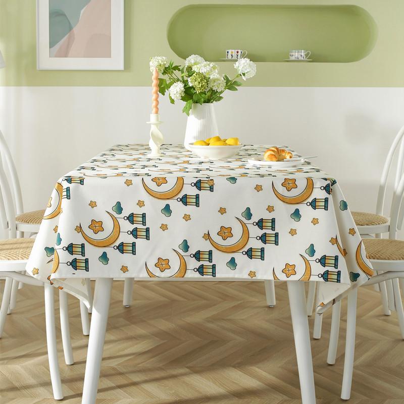 Polyester Printed Middle Eastern Muslim Star Moon Coffee Table Tablecloth Waterproof Dining Table Cloth Cover