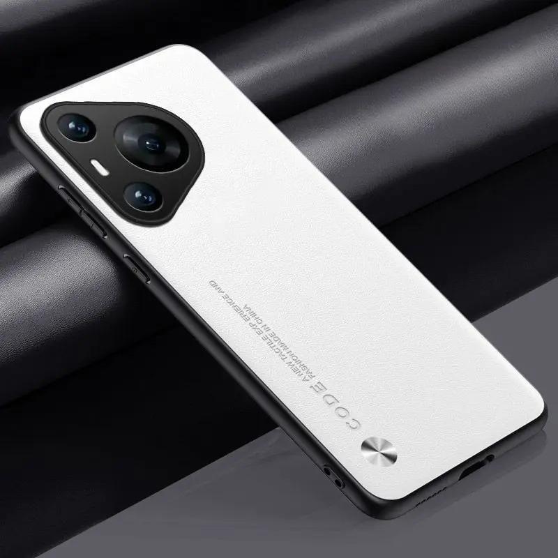 Plain PU Leather Case for Huawei Pura 80 Ultra 80 Pro Plus Camera Silicone Matte Bumper Soft Frame Shockproof Phone Cover for Pura80