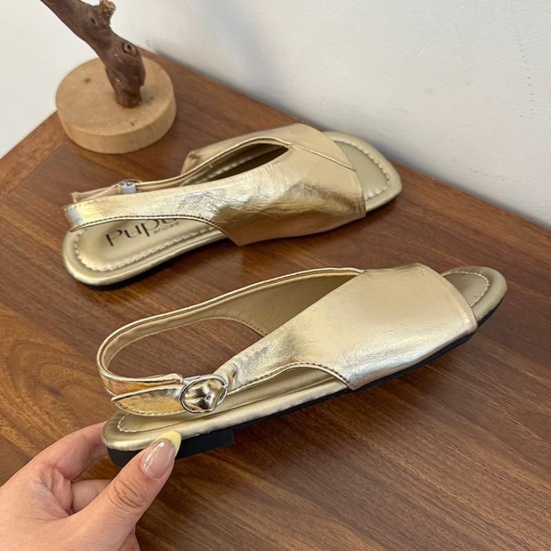 Fashion Women Flats Sandals 2025 Designer Buckle Shoes Woman Fashion Soft Slippers Summer Elegant Shoes New Trend Casual Sandalias Mujer