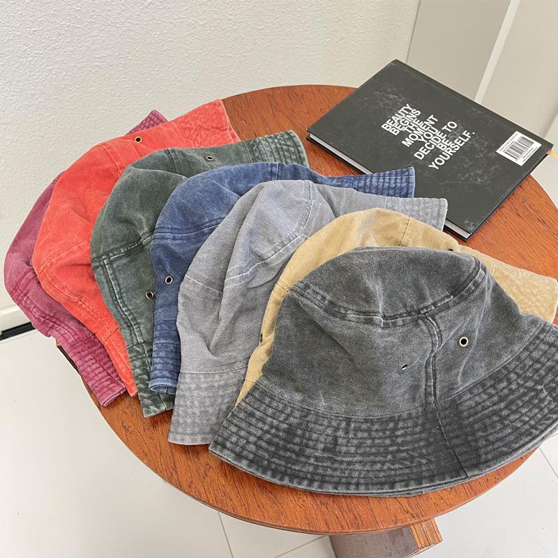 Retro Harbour Style Washed Cowboy Fisherman Hat Fashion Breathable Solid Color