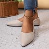 Korean Version of Foreign Trade New Pointed Embossed Flat Bottom Shallow Mouth Single Shoes Women's Large Size V Mouth Breathable Lazy Work Shoes