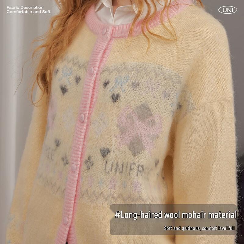 unifree Women's Fair Isle Soft Jacquard Knit Cardigan