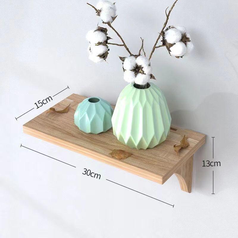 Solid Wood No-Punch Wall Shelf for Living Room or Bedroom - Snack Partition & Display