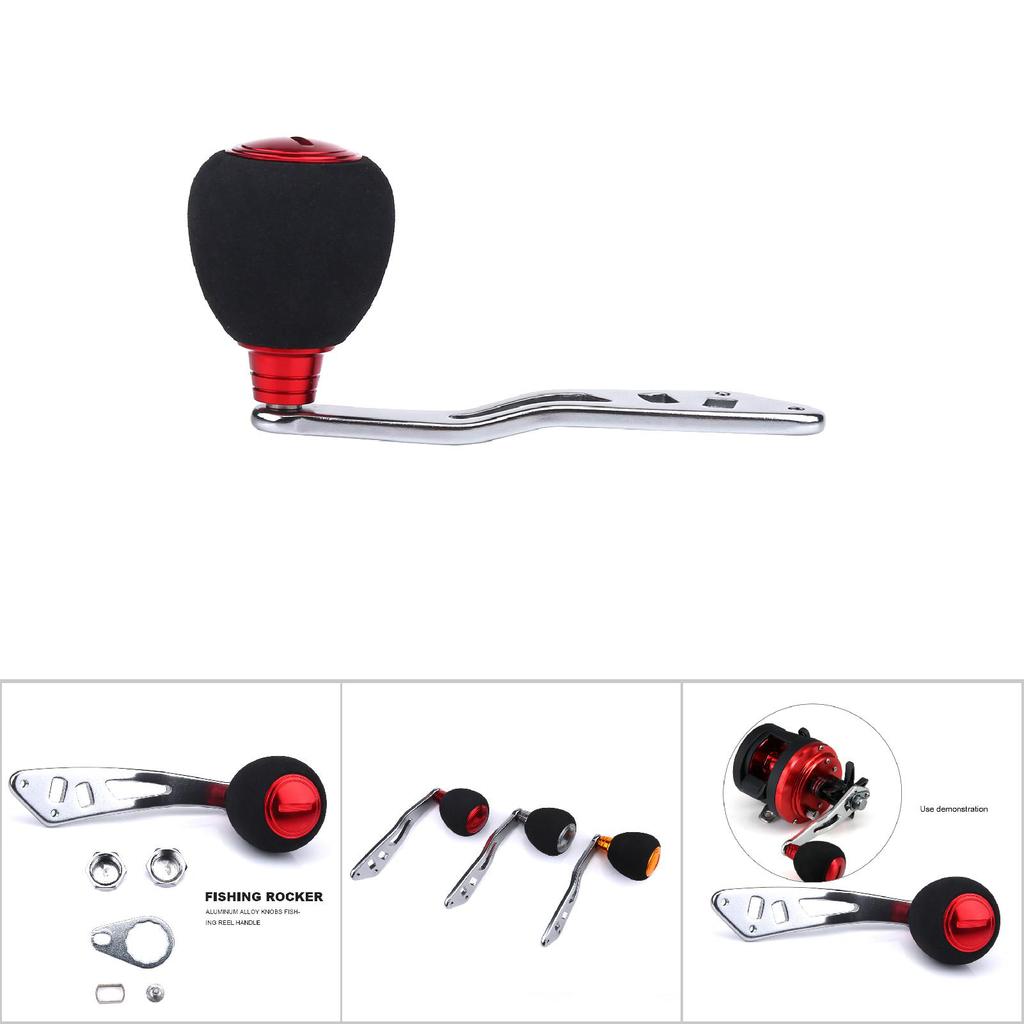 3 Colors Aluminum Knobs Fishing Reel Handle for Baitcasting Tackle Tools (Red)