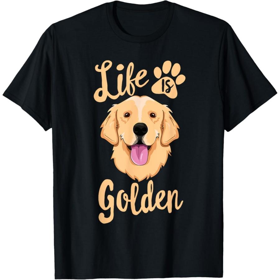 

Life Is Golden Retriever T-Shirt Women Kids Dog Owner Gift T-Shirt S