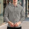 Men's Autumn Linen Cardigan Shirt Solid Color Lapel Casual Long Sleeve Loose Fit Breathable Business Casual Classic