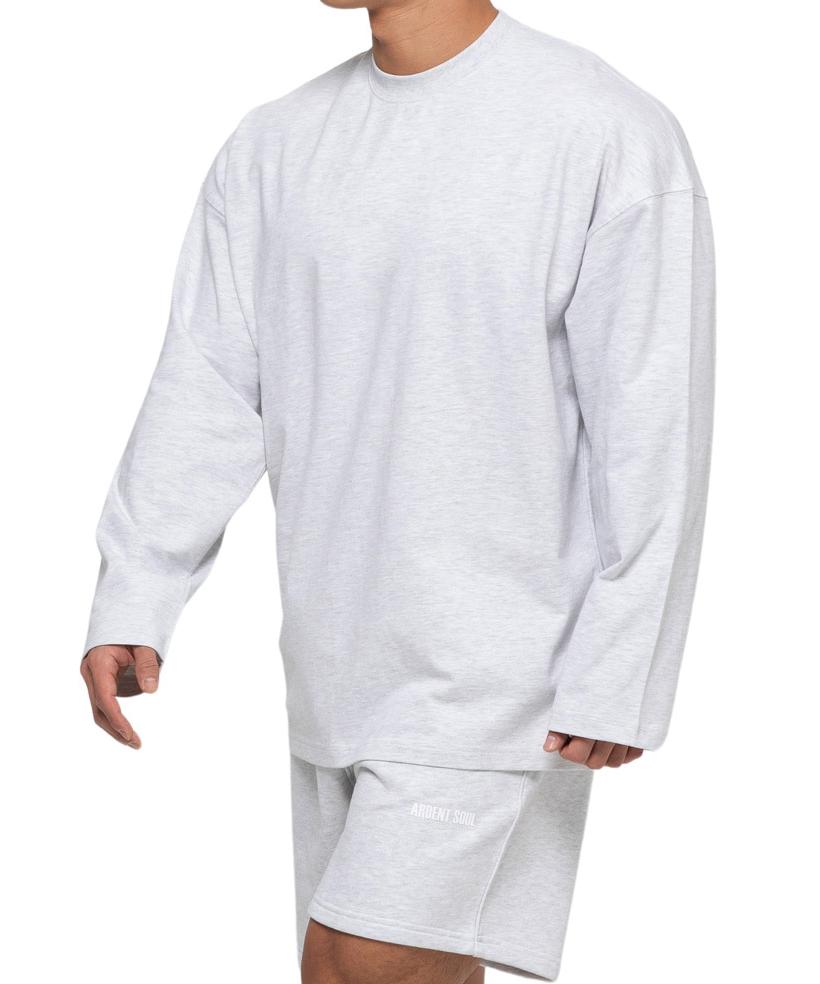 Adent Soul Semi-Overfit Long Sleeve Tee (White Melange) Xl