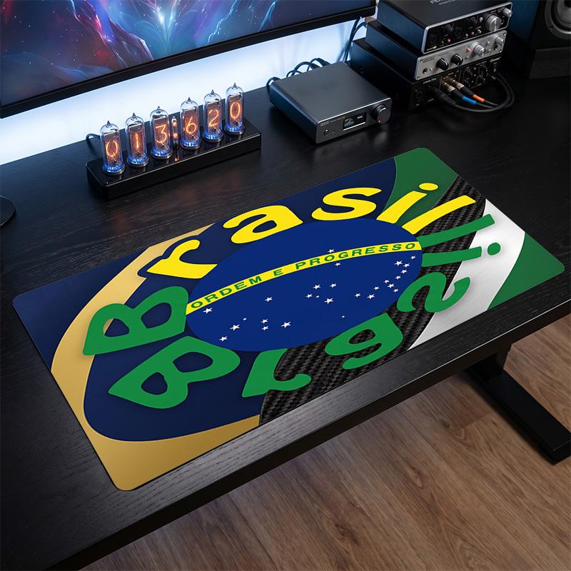 Brazil Football Crest Mouse Pad, Extended Non Slip Rubber Desk Mat for Gaming Office Laptop Fan Gift