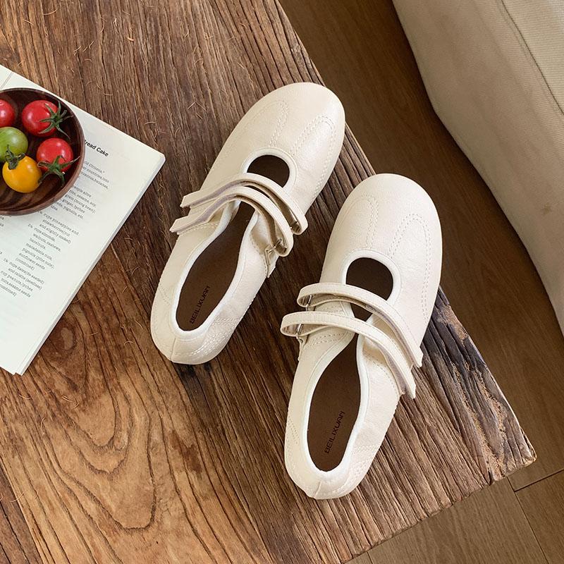Fashion Fashion Hook Loop Ladies Mary Janes Flats Shoes Soft Female Footwear Round Toe Shallow Women Ballet Flats Slip On Shoes  lady