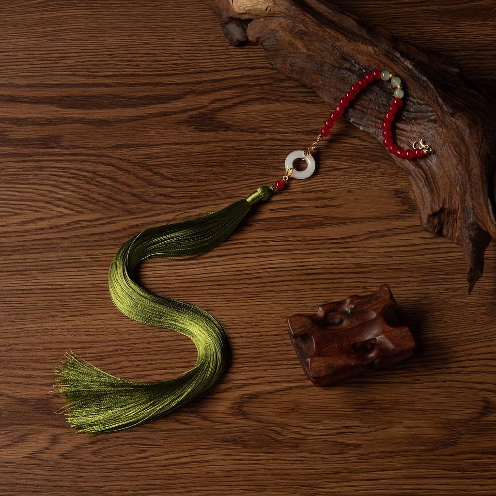 Hanfu Antique Court Long Fringed Accessories Ming-Made Retro Versatile Soft Yingluo Long Cloud-Backed Neck Lotus Necklace