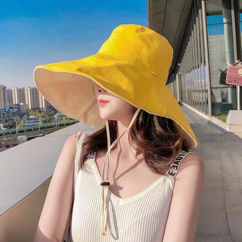 Women's Double-Sided Extra Large Brim Sun Protection Bucket Hat - Foldable Summer Shade