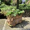 Flower Pot Resin Planter Versatile Cute Bus Model Collectible Plants Plant Container, for