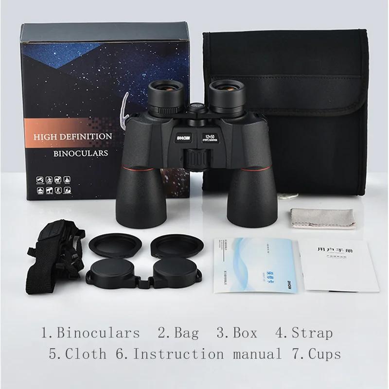 Binoculars Bak4 Prism Optics High Power Waterproof Telescope 12x50