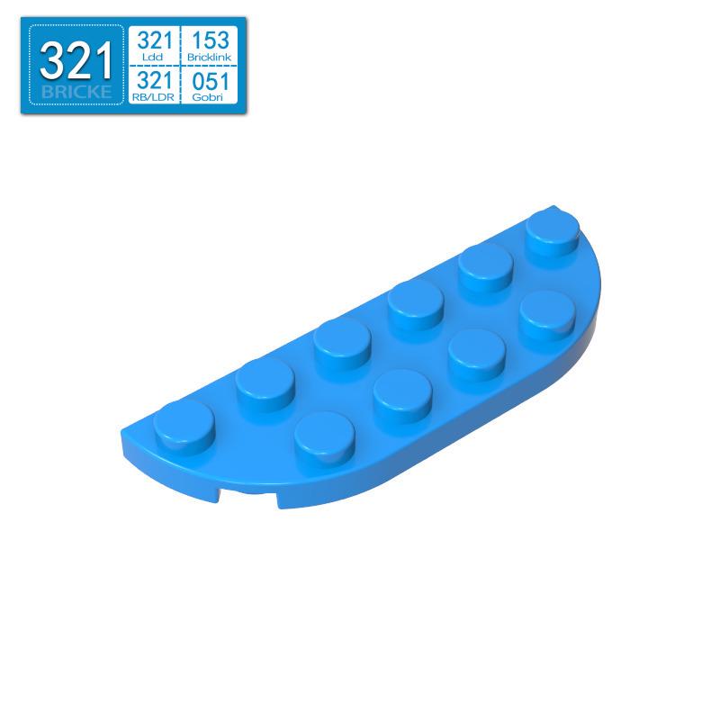 BRICKE Curved Corner 2x6 Double Rounded Plate, Compatible with Lego 18980, Bulk Building Blocks 50g (33pcs)