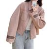 Damen Rosa Wildlederjacke - Frühling/Herbst 2025 Lockerer Lässiger Vielseitiger Stil