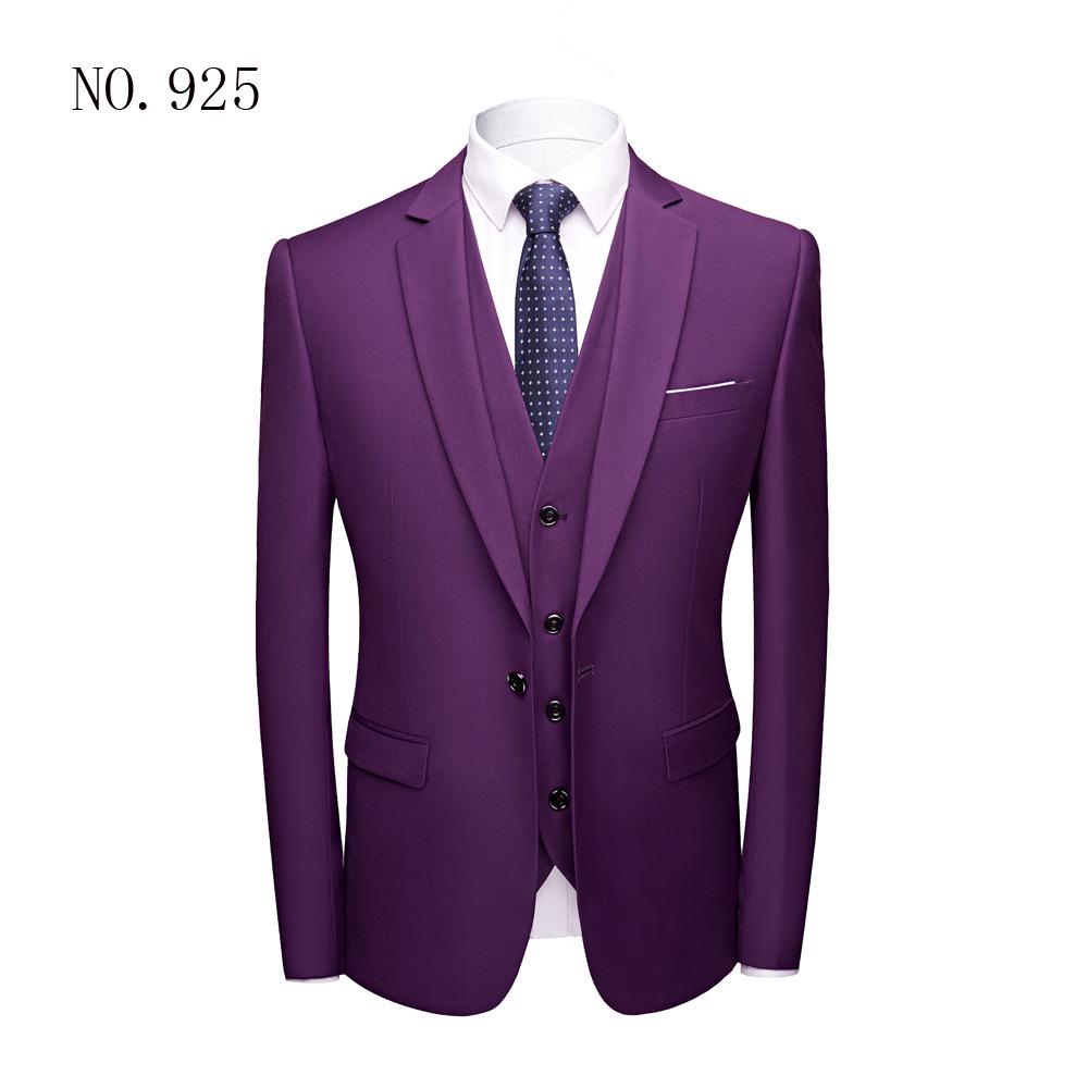 Men's Korean Style Slim Fit Wedding Tuxedo Three-Piece Suit