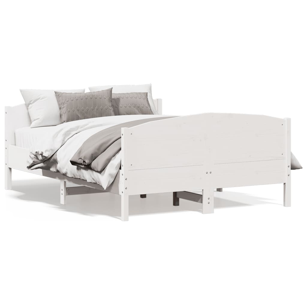 Vidaxl Bed Frame Without Mattress, White, 120X190 Cm, Solid Pine Wood