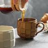 420ML Retro Rough Pottery Coffee Cup Japanese Style Ceramic Mug Office Household Breakfast Milk Juice Teacup Water Cup Drinkware