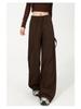 Women's Off-White Fleece-Lined Wide-Leg Pants, Autumn/Winter, Relaxed Fit, Casual, Good Drape, Straight Leg, Glutinous Rice Air Pants