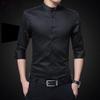 Nuove Camicie da Uomo Business Manica Lunga Collo alla Coreana Cotone Camicia Maschile Vestibilità Slim Design Popolari