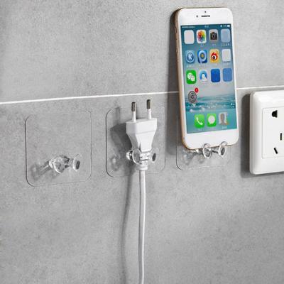 10/20 Piezas Ganchos de Almacenamiento Montados en la Pared Soporte para Cables Transparente Fácil de Instalar Adhesivo Colgador Ganchos para Gestión de Cables