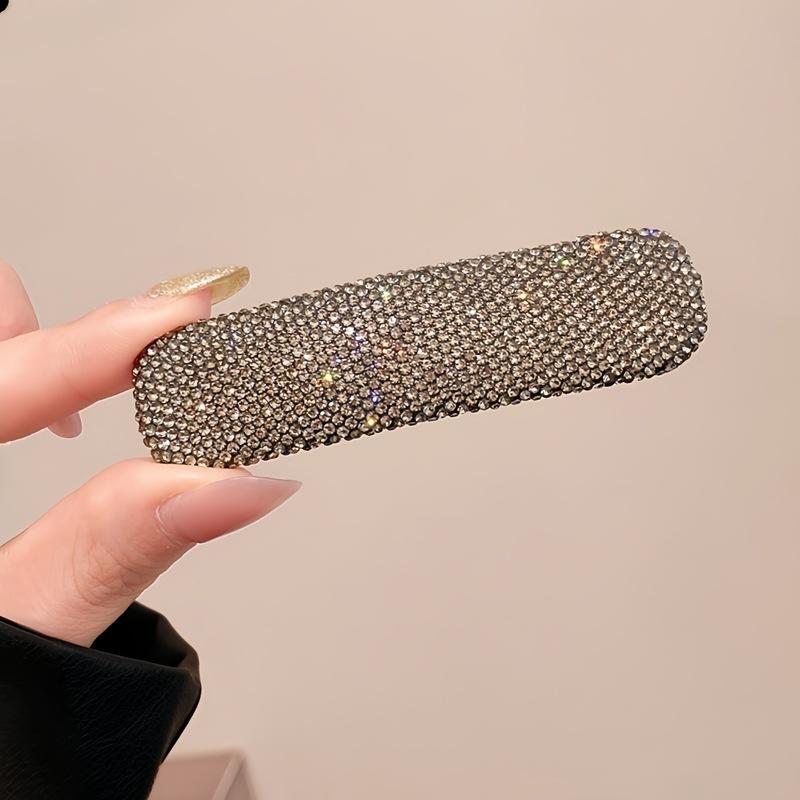 Stylish And Simple Full Diamond Geometric Hairpin, High-End Temperament Side Clip Bb Clip, Versatile Bangs Clip, Hairpin, Hair Accessories