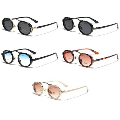 Small Oval Sun Glasses for Women & Men Metal Frame Shades Eyewear Y2K Eyewear Punk Sunglasses Summer Outdoor UV400 Protection