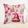 Pink New Christmas Printed Cushion Cover Sofa Bedroom Festive Santa Claus Snowman Pattern Cushion Cover