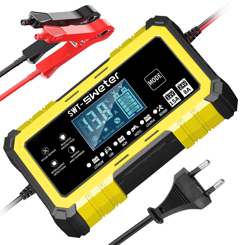 12/24V 15A High Current Smart Charger for Lead-Acid & Lithium-Iron Batteries