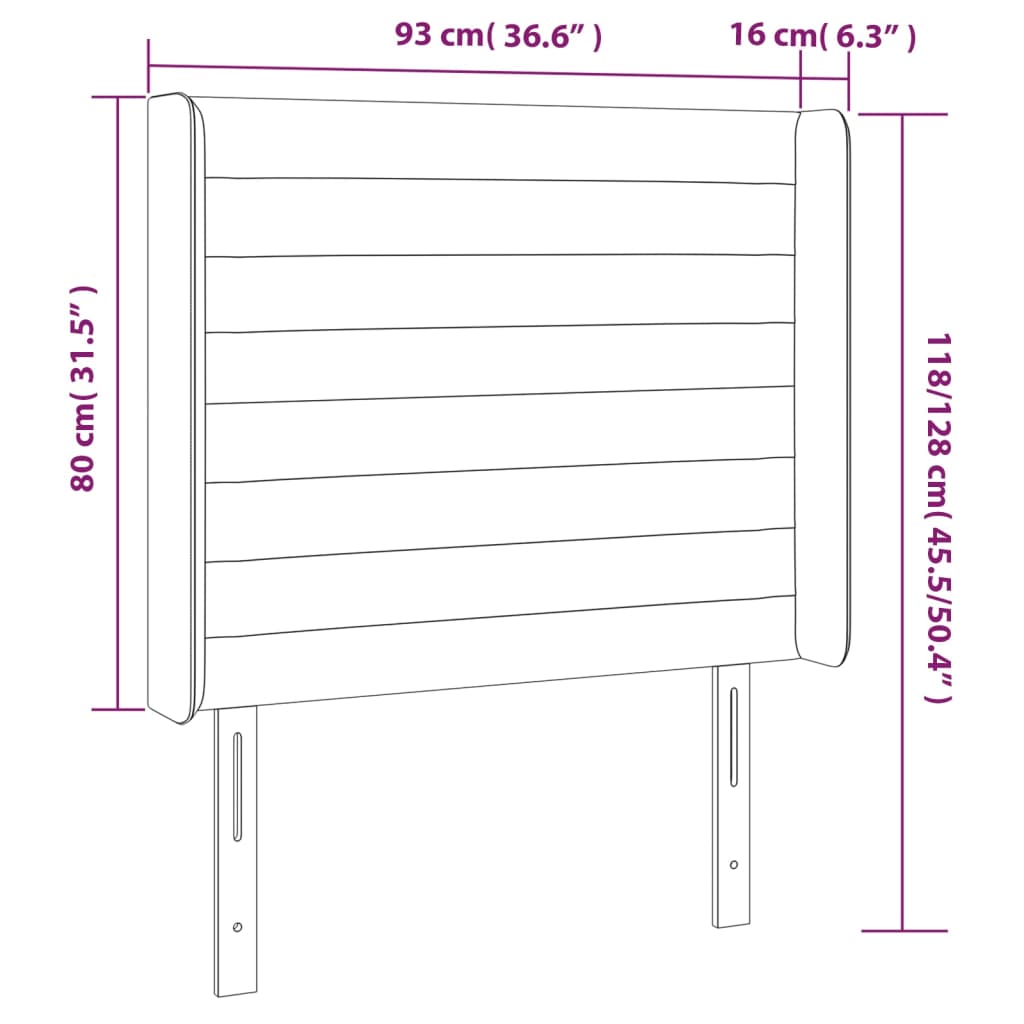 Vidaxl Zagłówek Do Łóżka Z Led, Czarny, 93X16X118/128 Cm, Aksamit