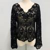 No Inner Wear French Style Lace Cardigan Women Summer New Arrival V Neck Elegant Slim Fit Sheer Outerwear Top With Flare Sleeves