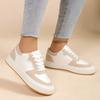 Fashion Women Contrast Color Sneakers 2024 Casual Lace Up Outdoor Shoes Comfortable Low Top Skate Shoes Designer Platform Sports Shoes