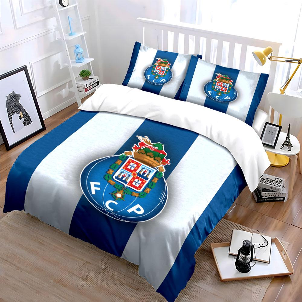Rayas azules, escudo FCP. Juegos de cama Juegos de fundas nórdicas Fundas nórdicas Fundas de almohada(1 * Funda de edredón 2 * Fundas de almohada sin relleno de edredón)