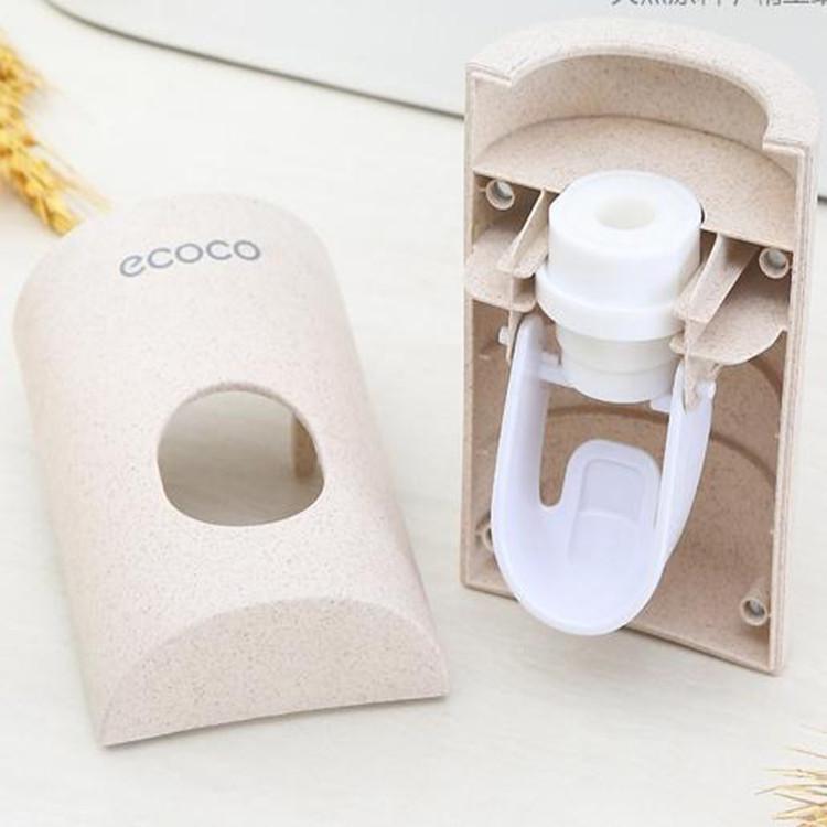 Wheat Straw Wall-Mounted Automatic Toothpaste Dispenser & Squeezer