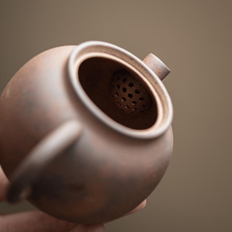 Old Rock Mud Ceramic Teapot Chinese Kung Fu Tea Set for Home Brewing Small Coarse Pottery Retro Style Single Pot Tea Maker