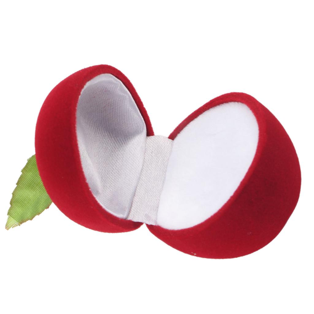 Flocked Ring Gift Box Red Apple Shaped Portable Earrings Necklace Rings Jewelry Storage Case