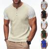 Men's Round Neck Single-Breasted Color-Blocked Casual Sports Short-Sleeve Top