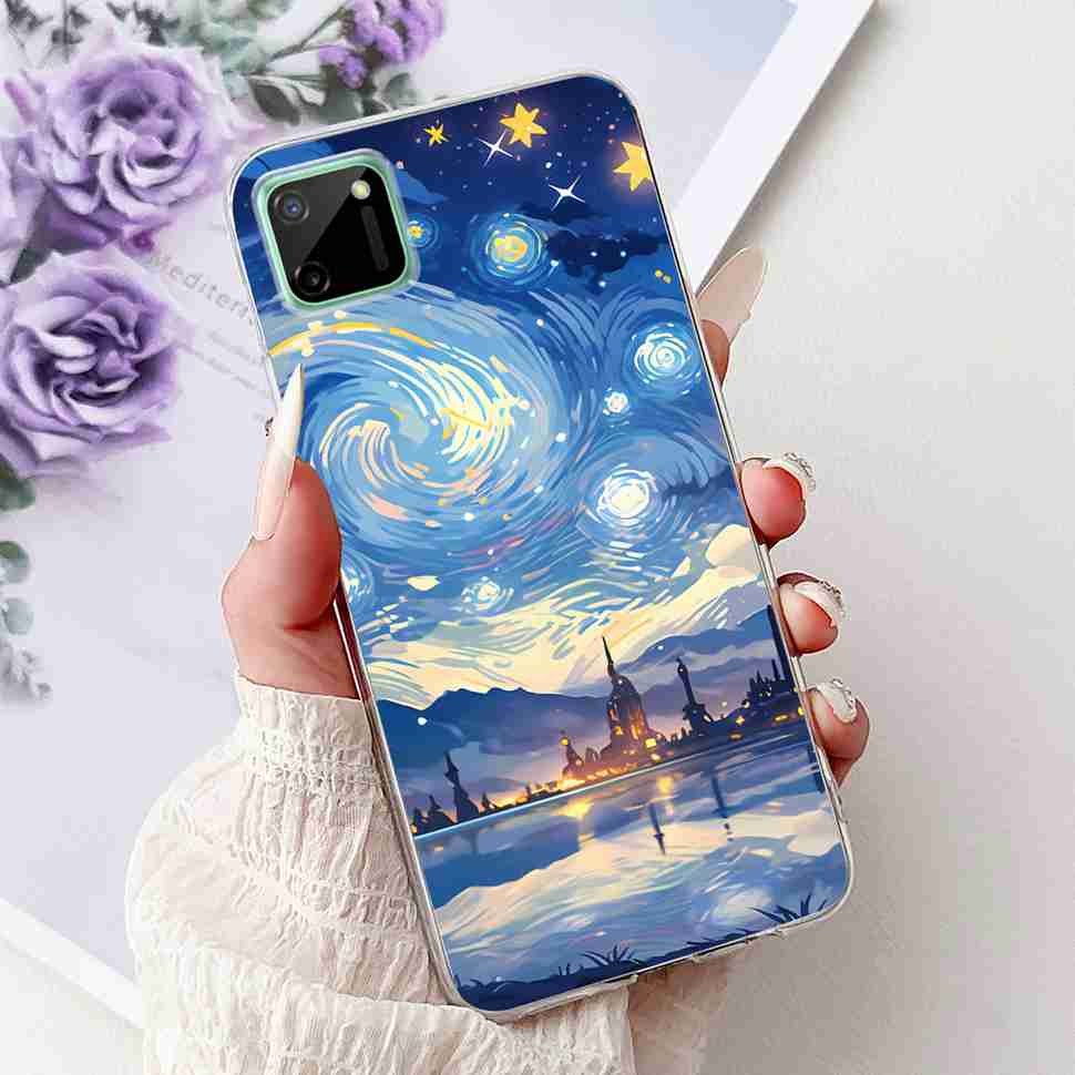 For Oppo Realme C11 6.5" Case Colorful Butterfly Soft Silicone TPU Cover For Realme c11 C11 RMX2185 Fashion Flower Phone Cases