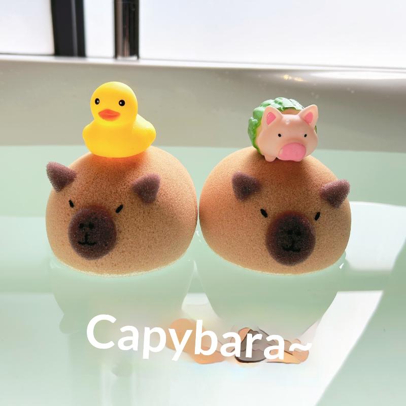 Capybara Shaped Bath Sponge Ball Soft Foaming Back Scrubber For Kids Gentle Exfoliating And Massage Cleaning Tool