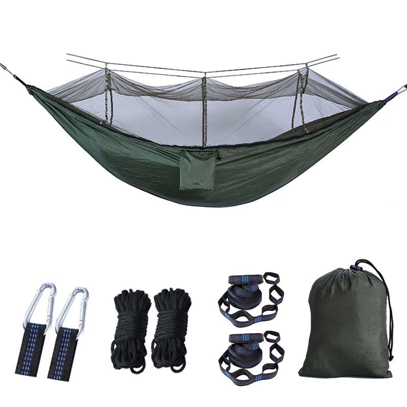 Portable Ripstop Camping Hammock with Mosquito Net - Quick-Open, Anti-Fall Design for Singles & Doubles