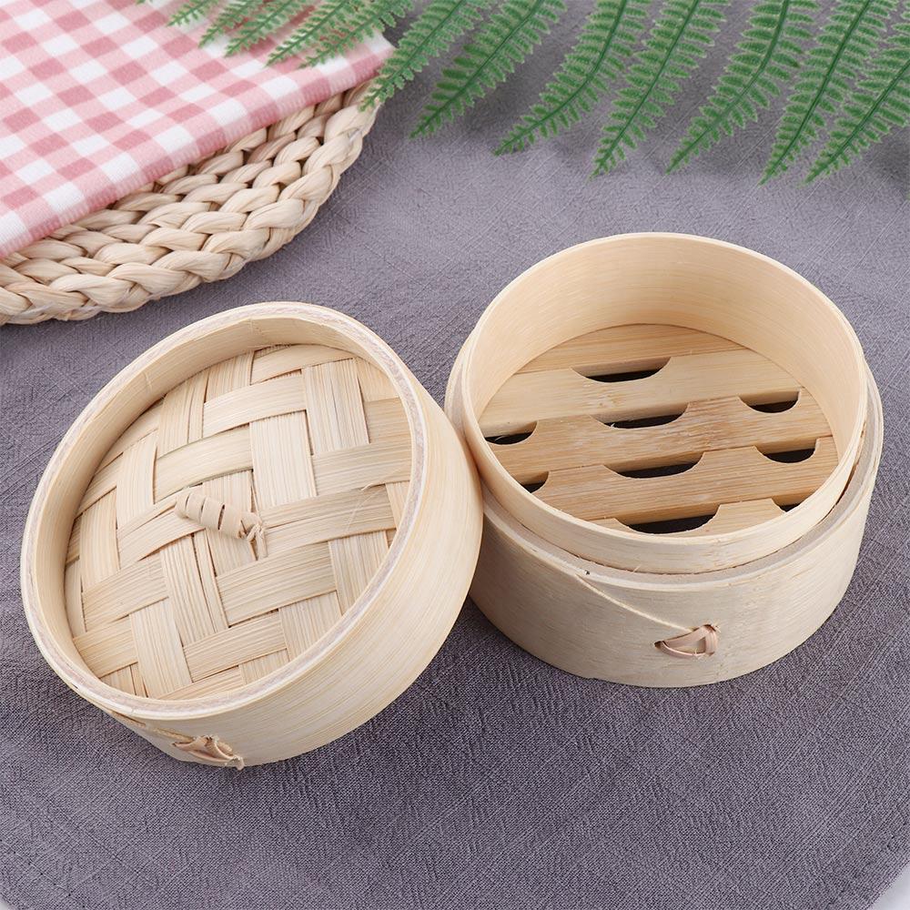 Kitchen Handmade Tray Natural Bamboo with Lid Steaming Tool Soap Bar Steamer Basket Dish