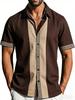 Stylish Men's Short Sleeve Shirt with Geometric Embroidery, Casual Summer Top