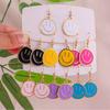 Candy Color Smiling Face Enamel Stud Earring for Women New Trend Party Zircon Accessory Wedding Christmas Girl Gift