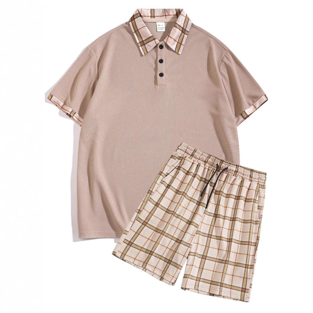 

Summer fashion casual sports men s suit comfortable quick-drying solid color plaid suit two-piece male XL хакі