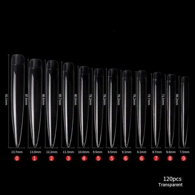 Nail Art Show Salon Nail Art 120buc Extins False Culoarea unghiilor Patch de culoare/Transparent Nail Art Natural Exercițiu lung